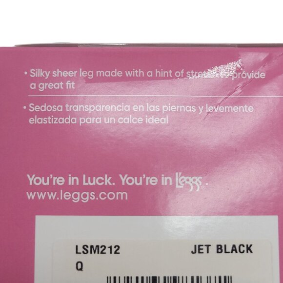 Leggs Silken Mist Sheer Control Top Tights 2-Pack Jet Black Size Q - Picture 5 of 7
